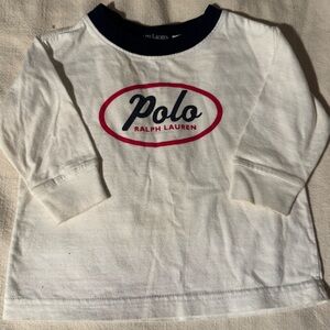 Ralph Lauren Kids White and Navy Long Sleeve Tee